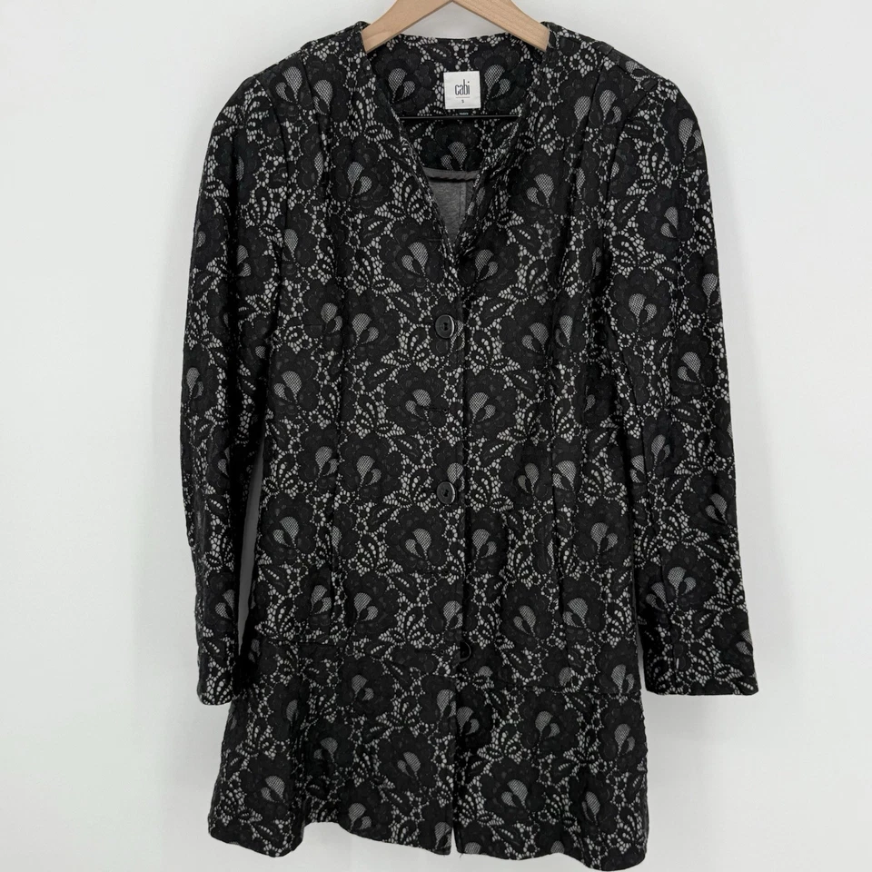 Blazer Cabi Talla Pequeña Estilo #3316 Encaje Superpuesto Mezcla Algodón Chaqueta Bolsillos Foto 1 de 4