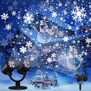 Projektor Weihnachten Aussen Doppelter Kopf Dynamische LED Schneeflocken - Bild 1 von 9