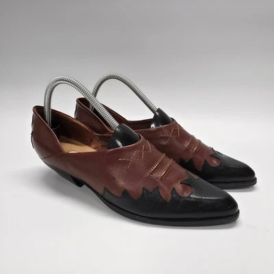 Nicole Austin Botín Mujer 9M Marrón Negro Cuero Western Corte Bajo Vaquera Tobillo Foto 1 de 4