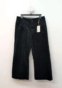 Quitte Bio Stretch Cord Cropped Damen weites Bein Hose Gr. 12 schwarz - Bild 1 von 13
