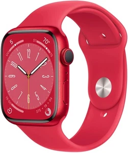 Apple Watch 8 GPS Alu RED 45mm A2771 Red Silicon Band, Sehr gut – Refurbished - Afbeelding 1 van 3