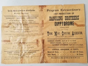 Antikes CVJM 2x-seitiges Dippydrom Show Production Poster von 1909. Ultra selten. Lesen! - Bild 1 von 8