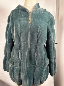 Veing dunkel türkis grün flauschiger Hoodie Reißverschluss Oberteil keine Größe - Bild 1 von 13