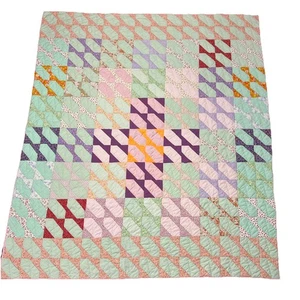Patchwork handgenäht Quilt 72” x 64” Pastell Oma Landhaus Kern super weich - Bild 1 von 19
