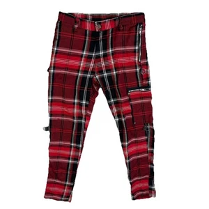 Pantalones Pila Perro Talla 32 Rojo Cuadros Gótico Punk Rave Emo Y2K De Colección DEFECTOS A7 - Imagen 1 de 9