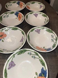 Set 7 ciotole frutta zuppa cereali VILLEROY & BOCH AMAPOLA 6" con papaveri Germania - Foto 1 di 4