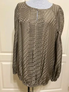 Tory Burch Polka Dot Earth Tone Silk Top Size 14 - Picture 1 of 4