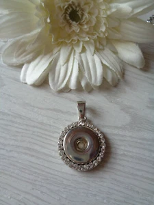 Anhänger "Rund" antik silber transparent Strass Chunksdruckknopf 3 - Bild 1 von 1
