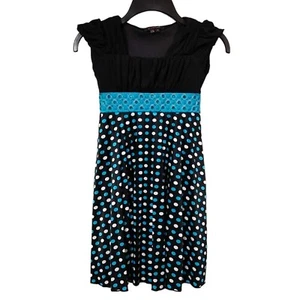 My Michelle Dress Girl's Size 7 Black Blue Polka Dot Short Sleeves - Picture 1 of 6