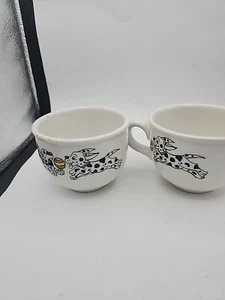 Set of 2 Ceramiche Dog Pattern Pottery Mugs Made In Italy Dalmatian Puppies - Picture 1 of 6