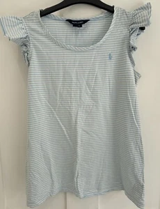 Ralph Lauren Mädchen-T-Shirt blau & weiß gestreift Alter 16 Jahre - Bild 1 von 4