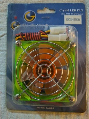 Coolmax Crystal LED Cooling Fan 80mm x 80mm 8CM Ball Bearing Fan Green Case - Image 1 of 2