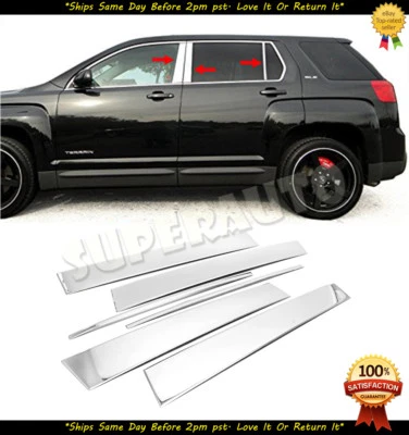 For 2010-2017 GMC Terrain 6pcs Stainless Steel Polished Chrome Door Pillar Posts - Image 1 of 2
