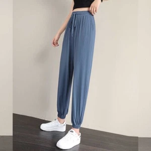 Loose Fit Gym Fitness Sweatpants for Women with Bound Feet and Two Side Pockets - Picture 1 of 17
