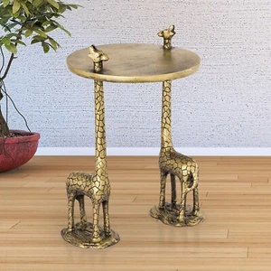 Stylish Aluminum Giraffe Pair End Table Bazaar Living Room Furniture Home Décor - Picture 1 of 2
