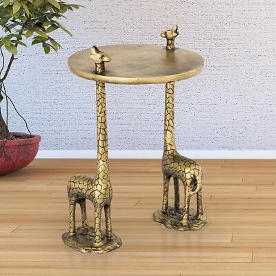 Stylish Aluminum Giraffe Pair End Table Bazaar Living Room Furniture Home Décor - Image 1 of 2