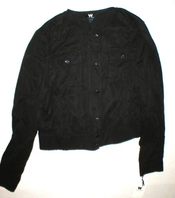 Chaqueta de sarga de gamuza para mujer 6 W Worth New York nueva con etiquetas $298 marrón oscuro carga corta  Foto 1 de 4