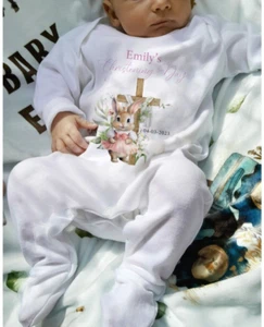 Conjunto de 4 traje de bautizo personalizado para bebé, pijama para niño pequeño, regalo de bautizo - Imagen 1 de 2
