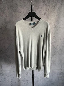 Suéter Jersey Vintage Polo Ralph Lauren Cuello en V Algodón Tejido Gris Para Hombre Talla S - Imagen 1 de 18