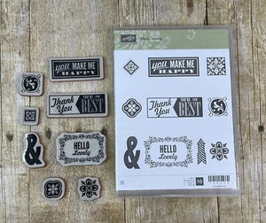Stampin' Up! HELLO LOVELY Juego de sellos Me haces feliz gracias - FALTAN 2 LEER - Imagen 1 de 9