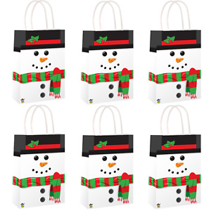 Christmas Gift Bags x6 Snowman Paper Party Loot Bag With Handles Recyclable