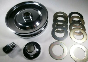 VW BUG BUS GHIA CHROME ALTERNATOR / GENERATOR PULLEY SHIMS NUT & SPACER KIT - Picture 1 of 4