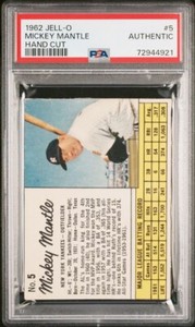 1962 Jell-O Mickey Mantle Hand Cut #5 PSA Authentic VERY SHARP
