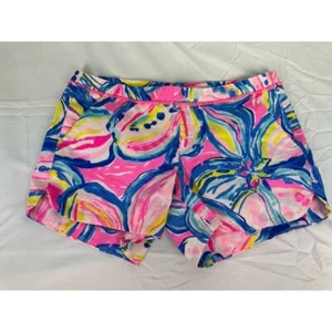 Pantaloncini Lilly Pulitzer Adie taglia 2 rosa blu tramonto soleggiato lato stampa floreale - Foto 1 di 8