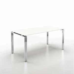 DORIA Desk L.80xD.80xH.73.5 cm top color white chromed structure - Picture 1 of 3