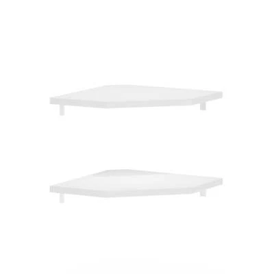 Rossi Hexagon Corner Floating Shelves, Wall Mount Display Shelf, White, Set of 2