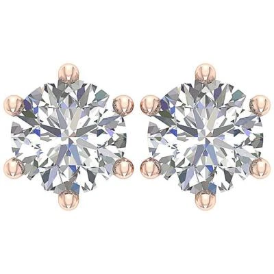 VVS E 2.5/3.0/3.50Carat Lab Grown Diamond Solitaire Studs Earrings 14K Rose Gold - Image 1 of 4