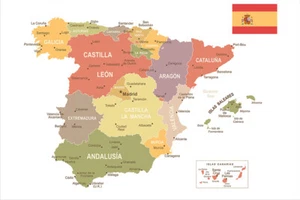 A1 A2 Spain Map Poster Spanish Version Wall Print Office Classroom Mural Decor - Picture 1 of 11