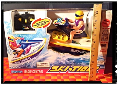 Ski Tiger RC 27 MHz, 1/20 scale, green and yellow, vtg 1997 by Echopro… - Image 1 of 4