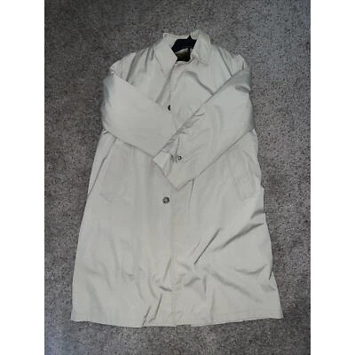 London Fog Maincoats Men's Size 42 Long Vintage Fur Lined Khaki Trench Coat - Image 1 of 4