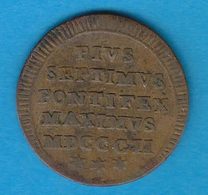 QQ32-Staat Pontificio-Pio VII (1800/23) Mezzo Baiocco Jahr II 1802 - Bild 1 von 2