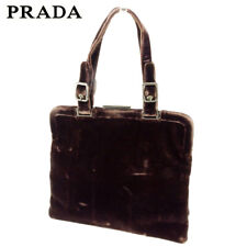 Prada Handbag Mini Tote Bag Velvet Brown Silver F1507S Used