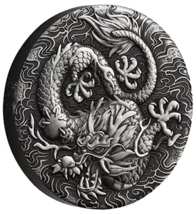 2022 $2 Dragon 2oz Silver Antiqued Coin by Perth Mint ONLY 1,000 #11 - Bild 1 von 5