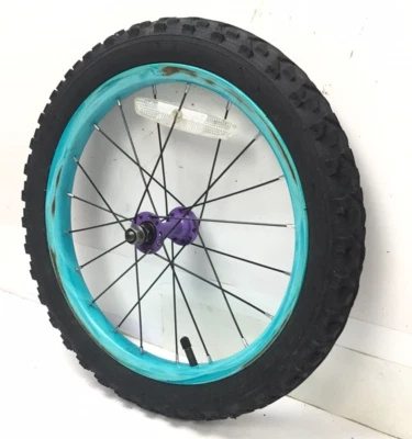 Rueda delantera azul para bicicleta de 16" con neumático de 1,95" Mini-BMX bicicleta para niños #C35 Foto 1 de 3