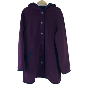 Susan Graver Weekend Bonded Polar Fleece Coat Plum / Blue Size Large New 9419 - Picture 1 of 6