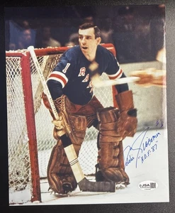 Foto autografiada a color de Ed Giacomin New York Rangers 8x10 certificado JSA - Imagen 1 de 3