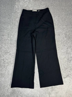 Lafayette 148 New York Dalton Pants Womens 6 Black Wool Stretch High Rise Wide - Image 1 of 4