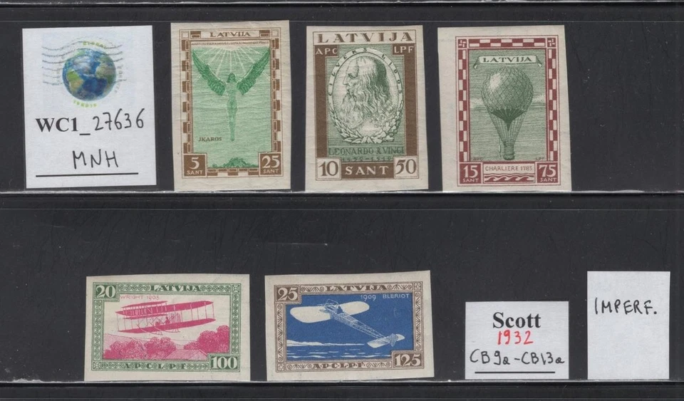 WC1_27636. LETONIA. Valioso aire semipostal imperfecto 1932. set.Sc.CB9a-CB13a. MNH Foto 1 de 1