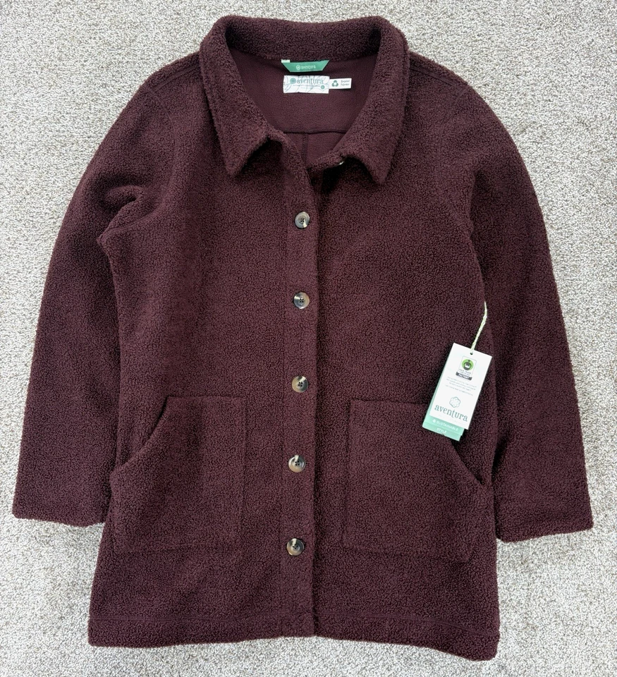 Casaco feminino AVENTURA Bethann L vermelho escuro Boucle Eco lã inverno cabine novo com etiquetas - Imagem 1 de 4