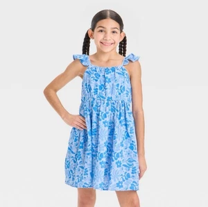 Girls’ Blue Bluey Gauze Sleeveless Flowy Dress. Blue Sz L (10/12) - Picture 1 of 4