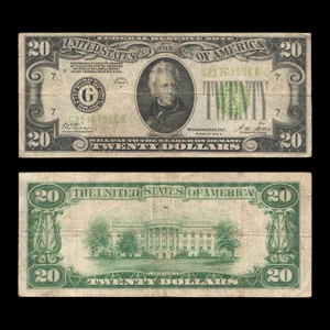1928B $20 Twenty Dollar Dark Green Seal Federal Reserve Note Chicago Fr. 2052G - Picture 1 of 3