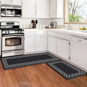LuxStep Kitchen Mat Set 17"x29"+17"x47" -0.4 inch, Black - Picture 1 of 7