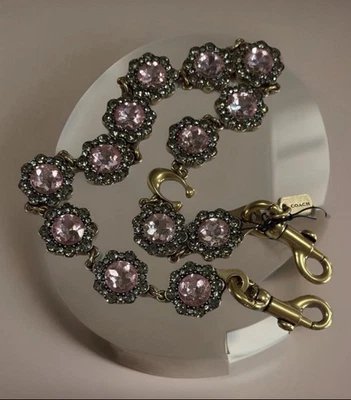 ✨ Новый тренер цветочный короткие ювелирные изделия цепочка ремень✨ сумка подвеска 🌸 розовый🌸 кристаллы CAU47 - Изображение 1 из 4