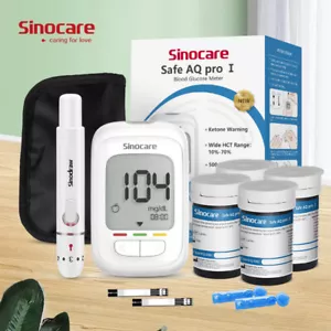Sinocare Blood Glucose Monitor Safe AQ Pro I with Blood Ketone Warning 100Strips - Picture 1 of 53