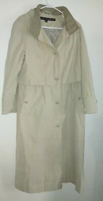 Fleet Street Trench Coat Rain Wear Long Beige Jacket With Hood Sz 12P - Image 1 of 4