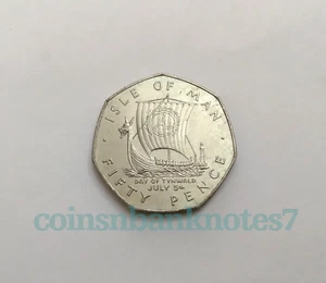 1979 Isle of Man 50 Pence Coin, KM #51.1 Uncirculated / Ship - Picture 1 of 2